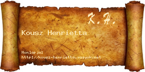 Kousz Henrietta névjegykártya